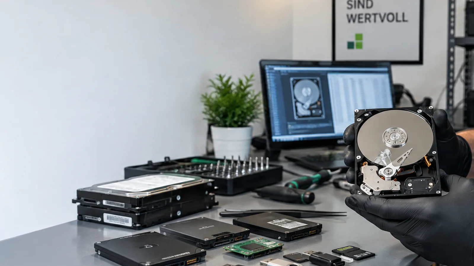 Arbeitsplatz mit Telefon und Notizen zur Fallaufnahme