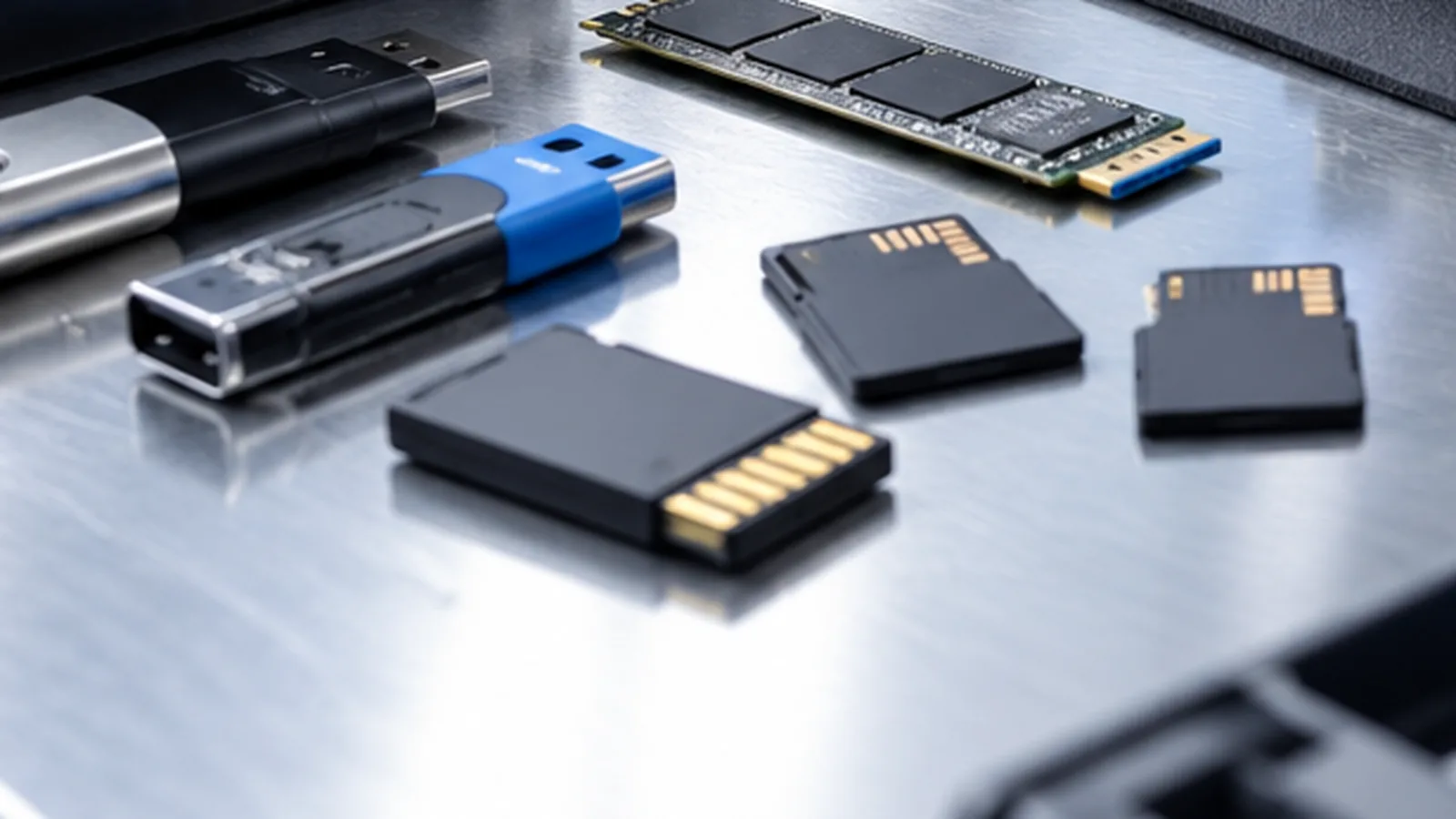 SD-Karte und microSD-Karte neben einem Kartenleser